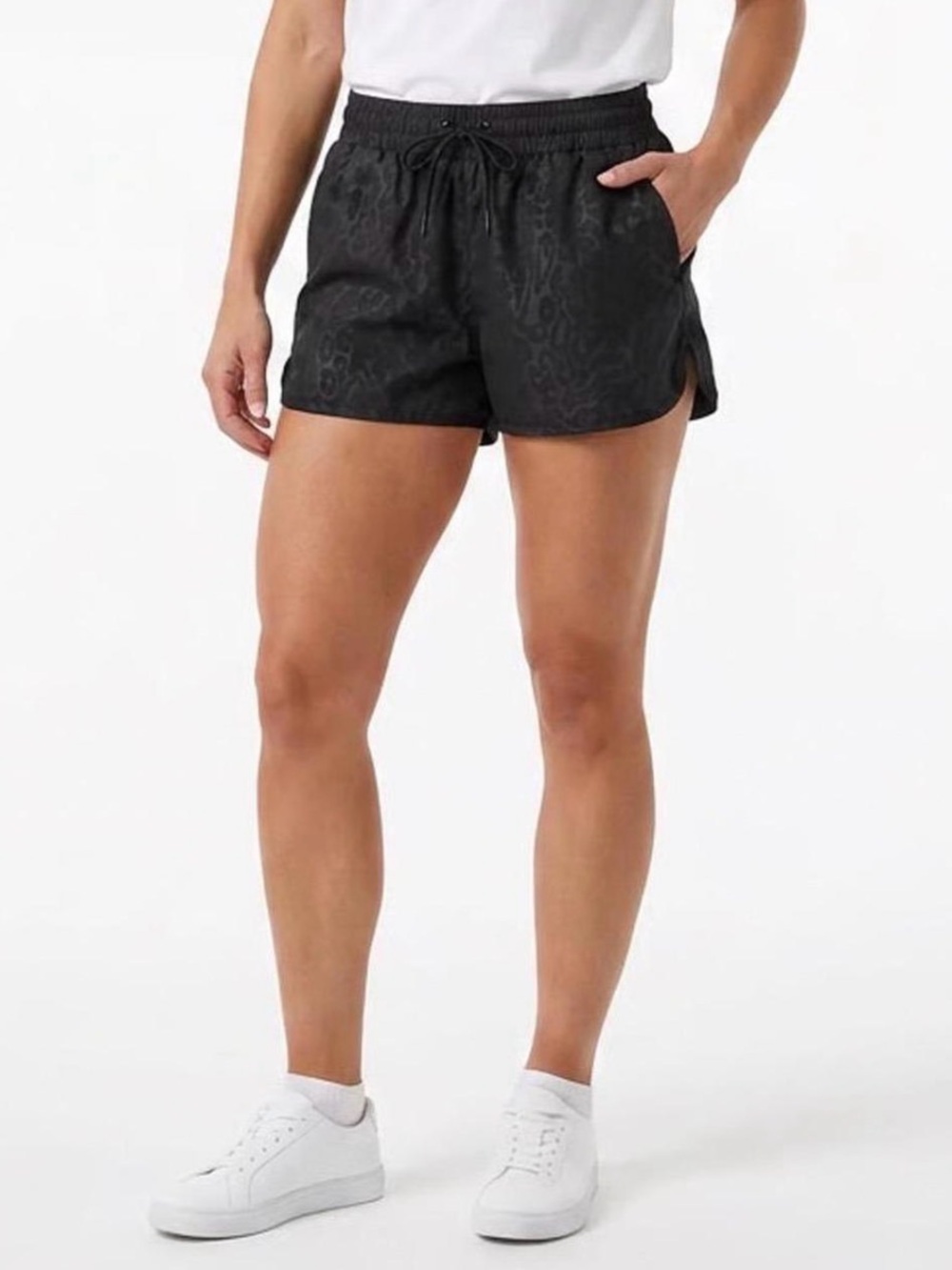 Zyia Active Black Leopard Print Metallic Shine Shorts Built In Briefs Running M